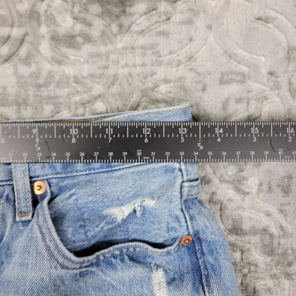 Levi's 501 Shorts Womens 26 Blue Premium Denim Button Fly Cut Off Distressed - Picture 9 of 12